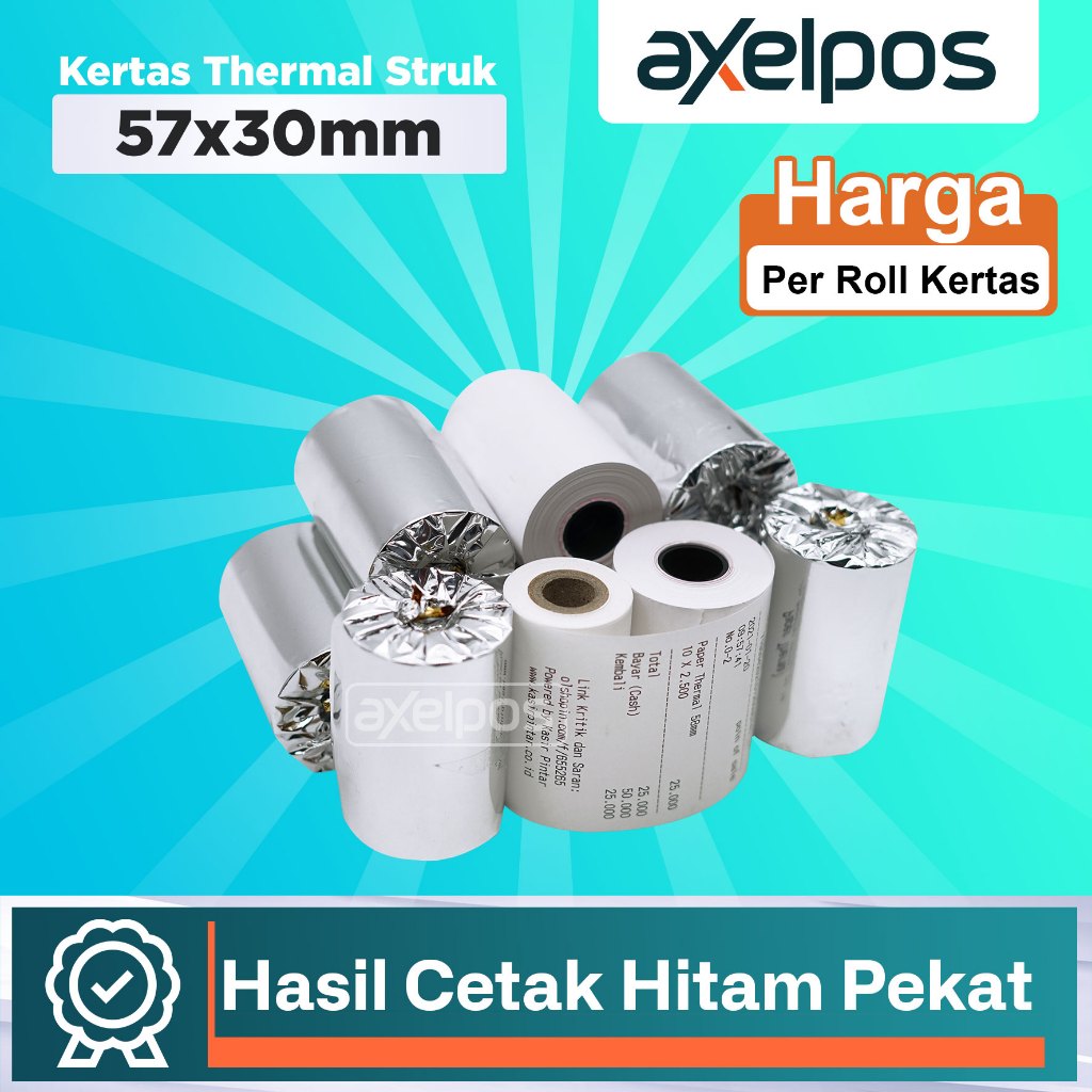 

Axelpos Kertas Thermal Struk Kasir 58x30mm Untuk Printer Bluetooth