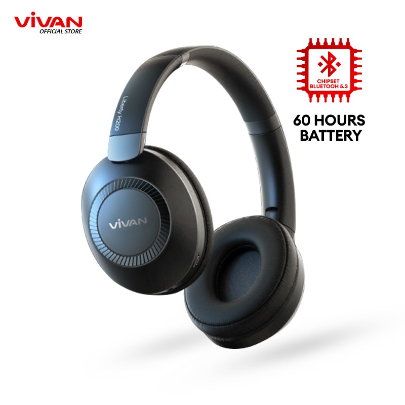 [FREE POUCH] VIVAN Liberty H200 Black Headphone Bluetooth 5.3 WIreless | Dual EQ DEEP BASS | Battery