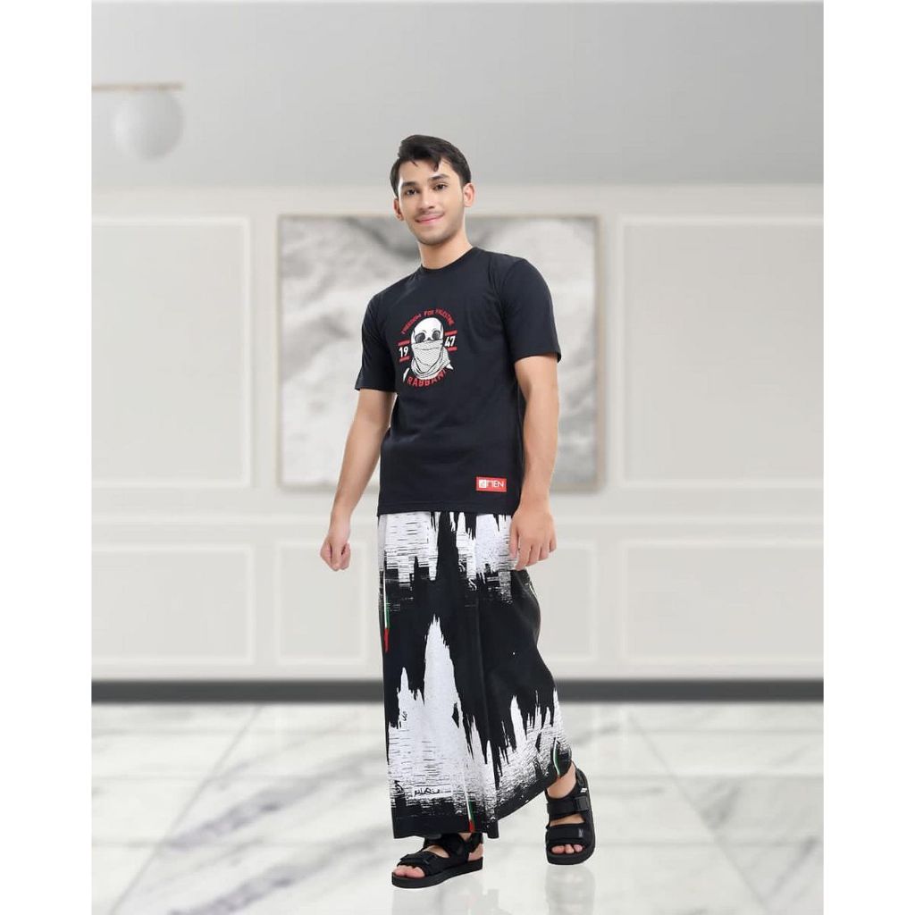 RABBANI ORI TERBARU Sarung Hitam-Putih Palestine Rabbani Sarung Troll