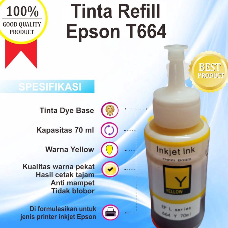 ➬✪✸ Tinta Refill Epson Tinta 664 T664 Refill Epson L120 L210 L310 L360 Ready Stok
