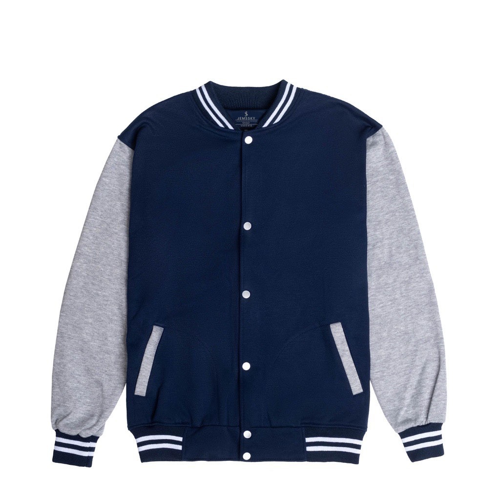 Jemssky - Jaket Varsity Pria Jaket Baseball Pria Jaket Fleece Casual Cowok Premium varsity Polos Nav