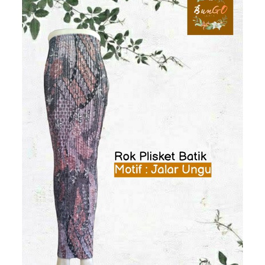 Ready (BunGO) Rok Plisket Batik Setelan Ungu Lilac - Rok Purple - Bawahan Kebaya - Rok Lipit - Rok S