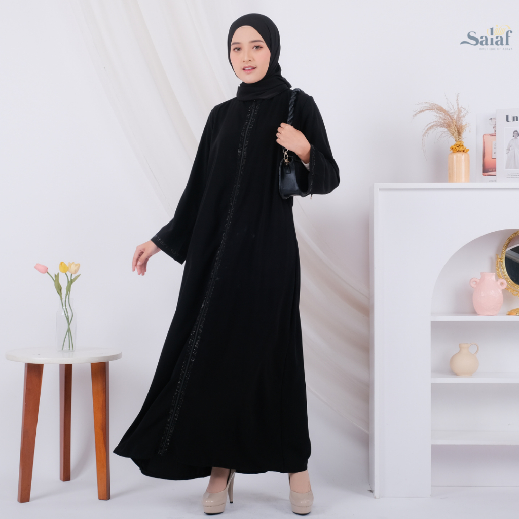 Abaya Ziper Black | by Salaf Boutique Official Shop