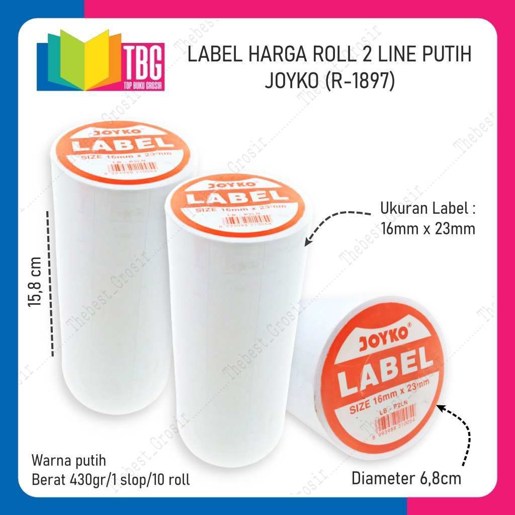 

1 SLOP (10 ROLL) LABEL HARGA ROLL 2 LINE PUTIH JOYKO / PRICE LABEL (1897)