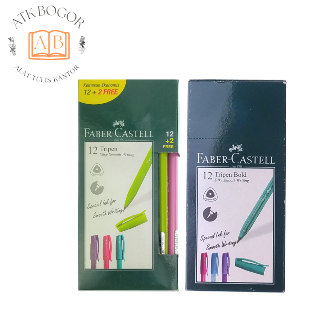 

Faber Castell Pulpen Segitiga Tinta Halus Tripen Triangular Grip Pen 0.7 / 1.0 Hitam - Isi 1 Pack / 12 + Gratis 2 Pcs