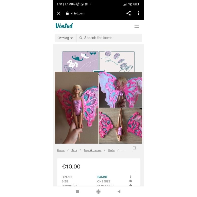 Mainan anak perempuan barbie fairies mermaid fairytopia pink butterfly pr3l0ved