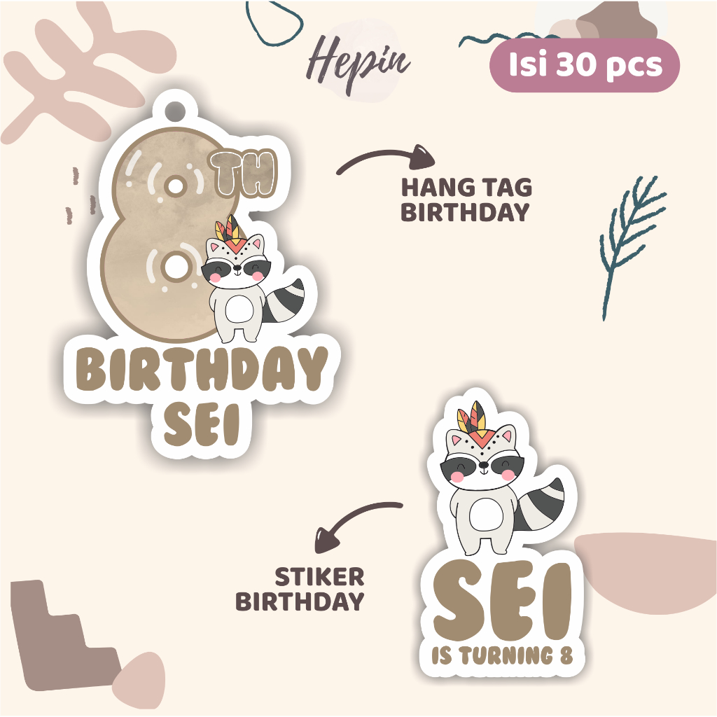 

(30pcs) label Hang tag & stiker ulang tahun edisi TRIBAL ANIMAL /label tag ulang tahun murah/hang tag ulang tahun/tag souvenir ulang tahun/stiker nama ualang tahun/diecut stiker&t ag