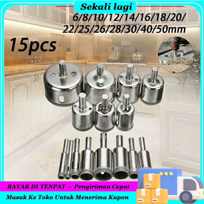 [BEST QUALITY] Mata Bor Diamond Coated Hole Saw 1 SET 15 PCS/mata bor keramik dan granit ori /6-50MM