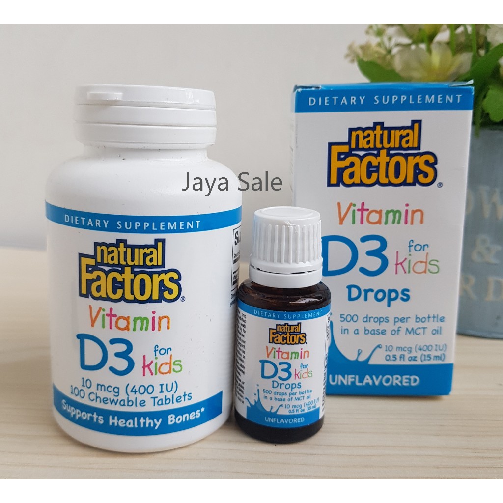 Natural Factors Vitamin D3 For Kids 400 IU vitamin d3 anak Vitamin D3 drop