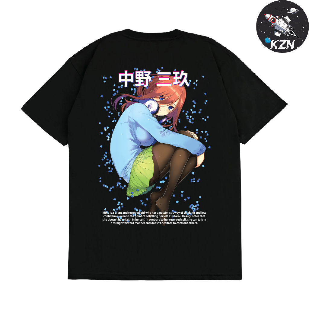 Baju kaos Miku Nakano Anime Go-Toubun No Hanayome / Kaos Nakano Miku