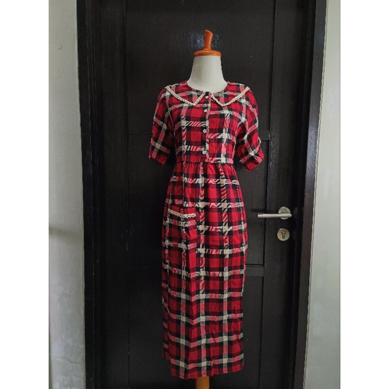 Daster Camelia dress kotak maroon | Daster Viral Murah kekinian | Daster Lokal Tasikmalaya|