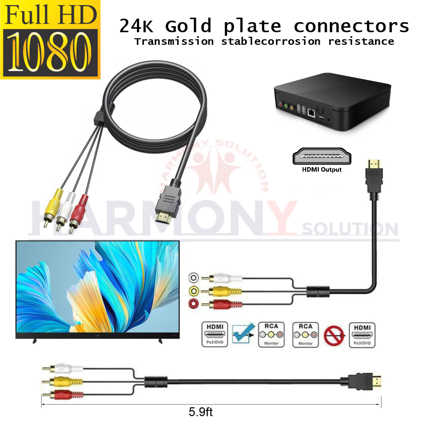 HDMI TO 3RCA 1.5M HDMI Compatible With 3 RCA Audio Video 1080P Full HD Untuk HD Player TV Set Top Bo