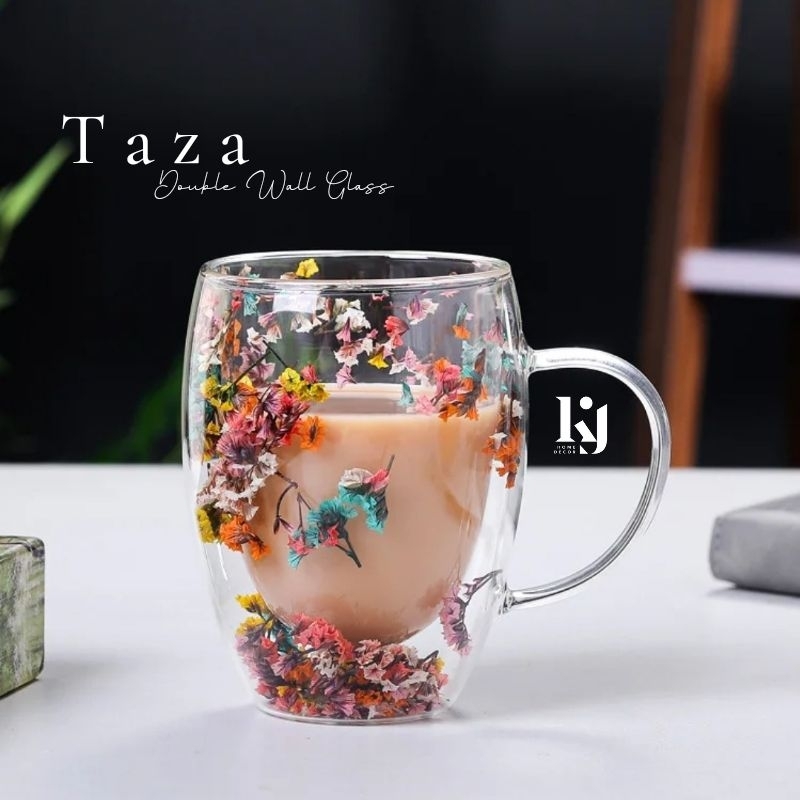 TAZA Gelas Kaca Tahan Panas Double Wall Glass 350ml