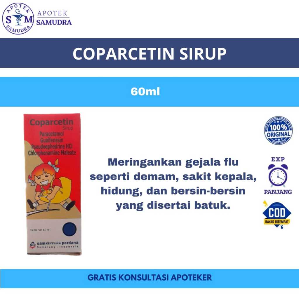 COPARCETIN Syrup - 60ml (Meringankan gejala flu, obat penurun demam, meredakan sakit kepala, meredak