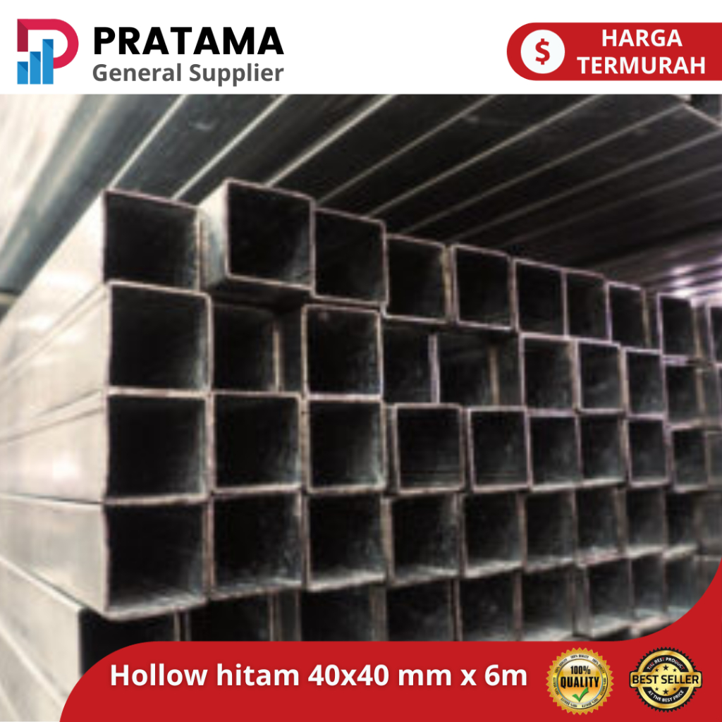 Besi Hollow hitam Holo 40x40 mm x 1.2mm x 6m | surabaya