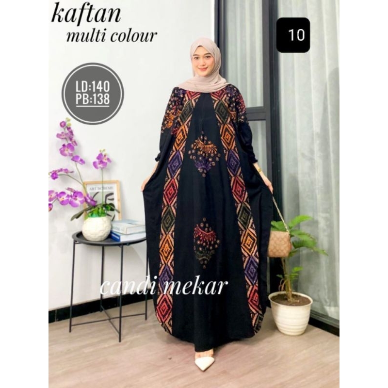 Kaftan Multi Colour Batik Cap Candi Mekar / Kaftan Jumbo Premium Candi Mekar Motif Batik Multicolor 