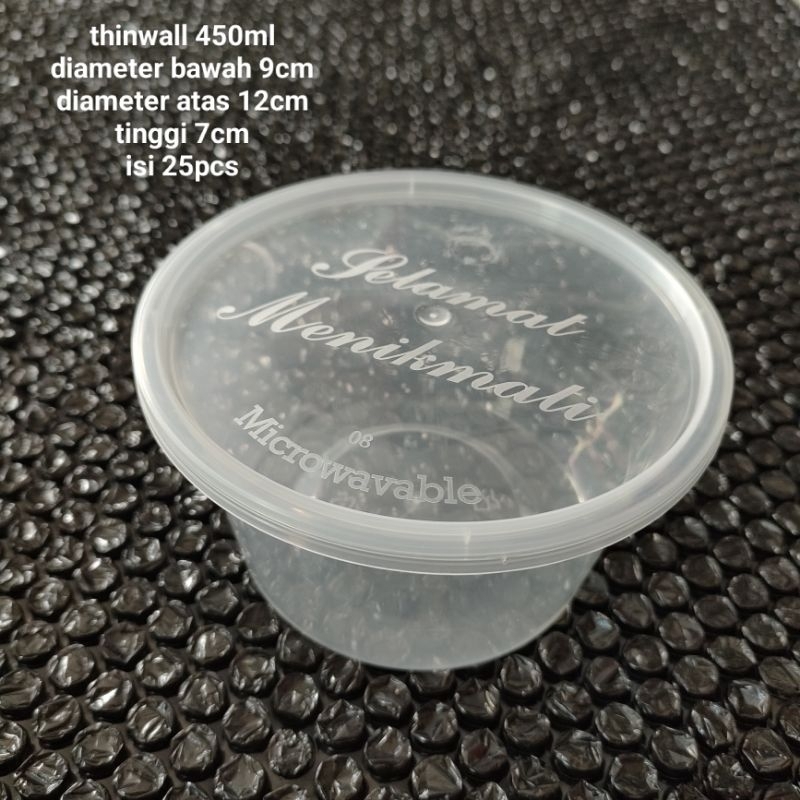 thinwall 450ml bulat 25pcs/thinwall food container/box thinwall/box salad buah/thinwall bulat 450ml