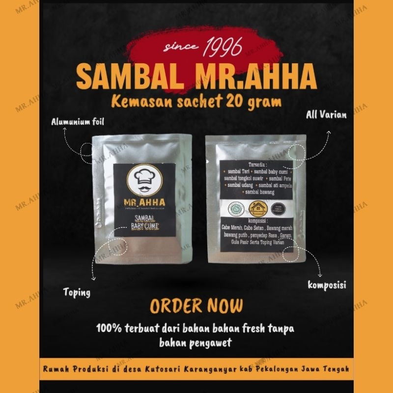 

Sambal Sachet Sambel MR.AHHA Kemasan 20 Gram