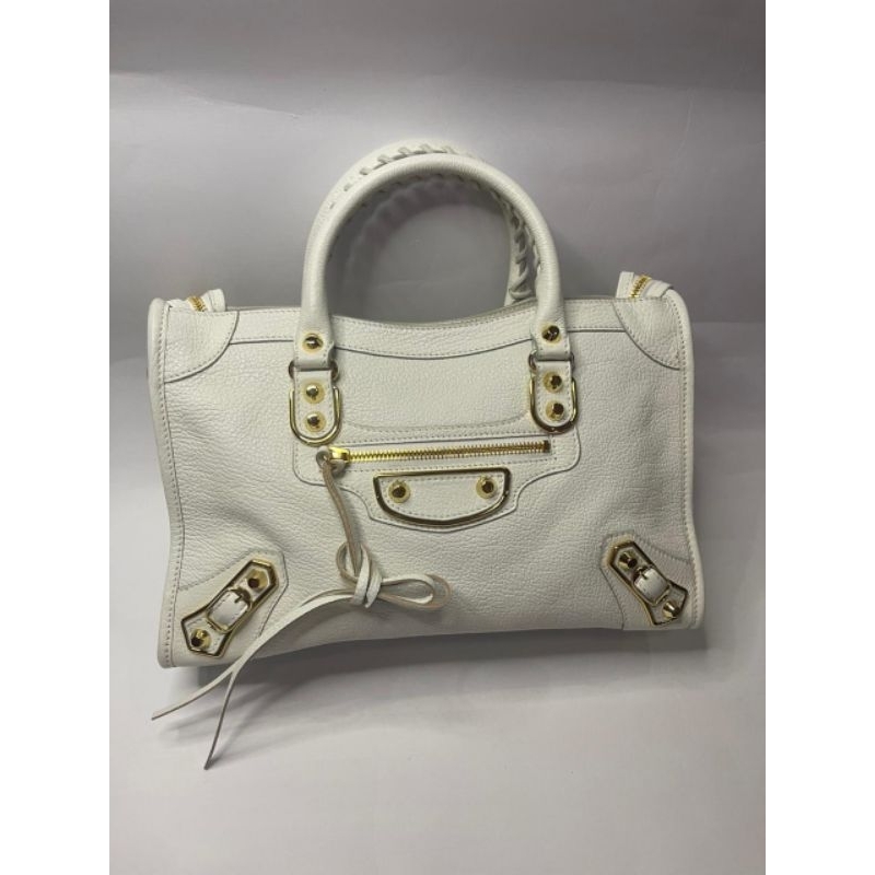 SOLD 100% Authentic Balenciaga Small Metalic Edge White 2022.