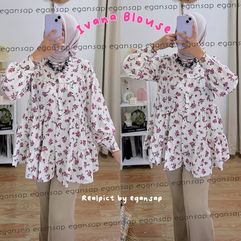 Ivana Blouse | Floral Tunik Rampel Motif Bunga