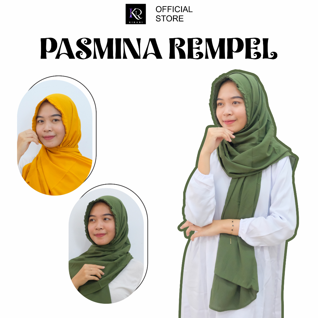 𝐊𝐈𝐑𝐀𝐍𝐈 Pashmina Tali Lipit KCB Rempel Premium Jahit Tepi Diamond Hijab Instan Original