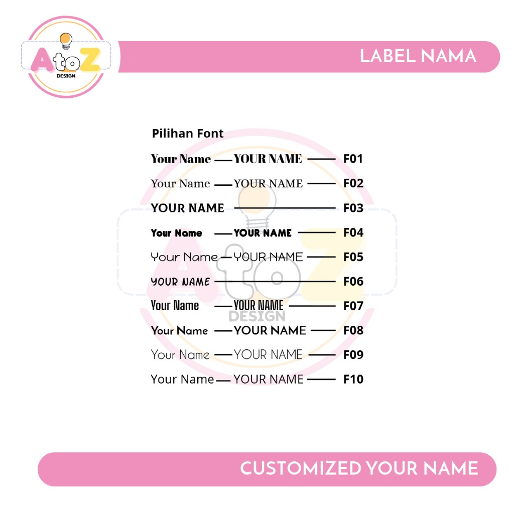 Custom Warna & Font Sticker/Label Nama Anak
