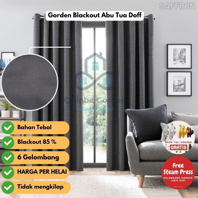 Gorden polos abu tua blackout emboss korden abuabu doff hordeng tebal smokring abu glossy