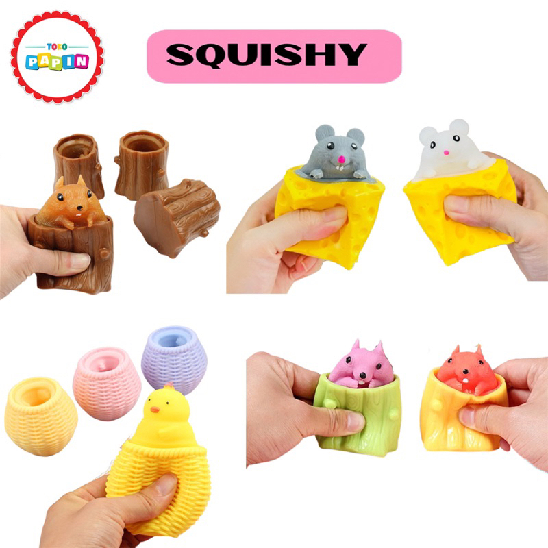 TokoPapin Mainan Spit Bubble Pop It Squishy Karakter Karet Silikon Tupai Keju Tikus Silicone Pencet