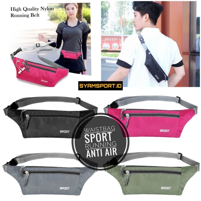 Tas Pinggang Olahraga ANTI AIR Waterproof Simpel  / Tas Running Sport / Waistbag Sport / Tas Olahrag