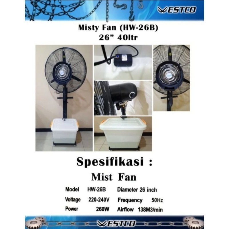 WESTCO MIST FAN 26" / KIPAS ANGIN KABUT / KIPAS EMBUN 26 INCH MERK WESTCO HW-26B / KIPAS AIR DINGIN