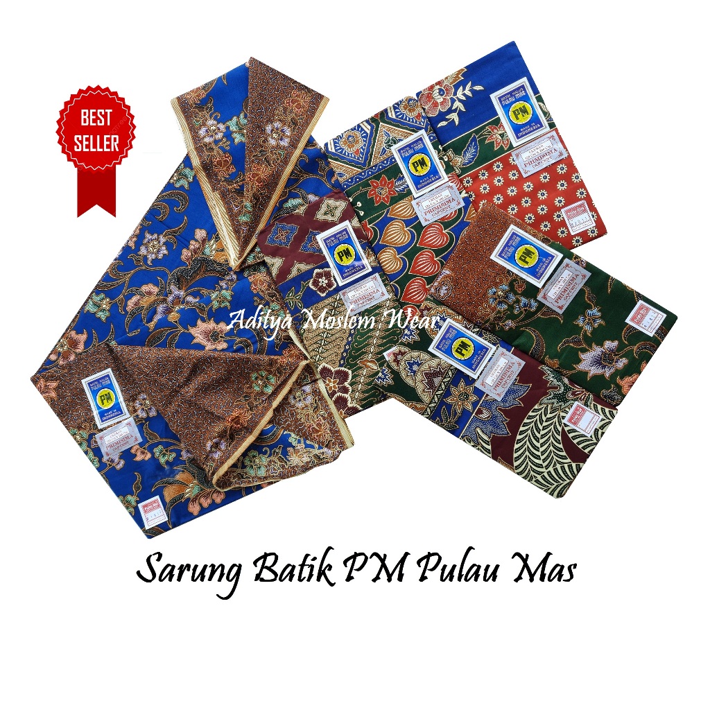 KAIN SARUNG WANITA PM PULAU MAS BIRU PRIMISIMA CAP CENT SARUNG JARIK BATIK SAMPING KEBAT PANJANG