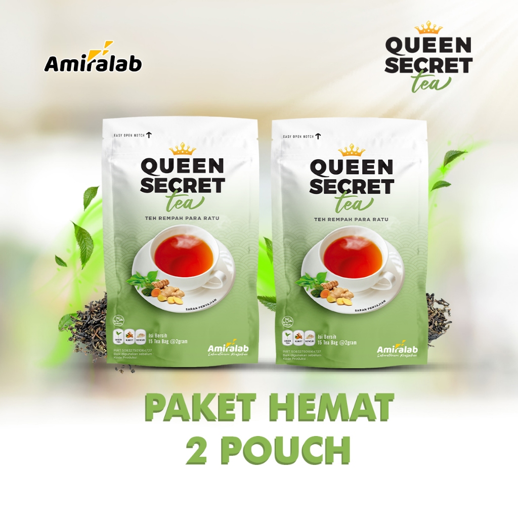 PAKET HEMAT 2 POUCH AMIRALAB  Queen Secret Tea Minuman Teh Pelancar Haaid Telat Terlambat Siklus Bul