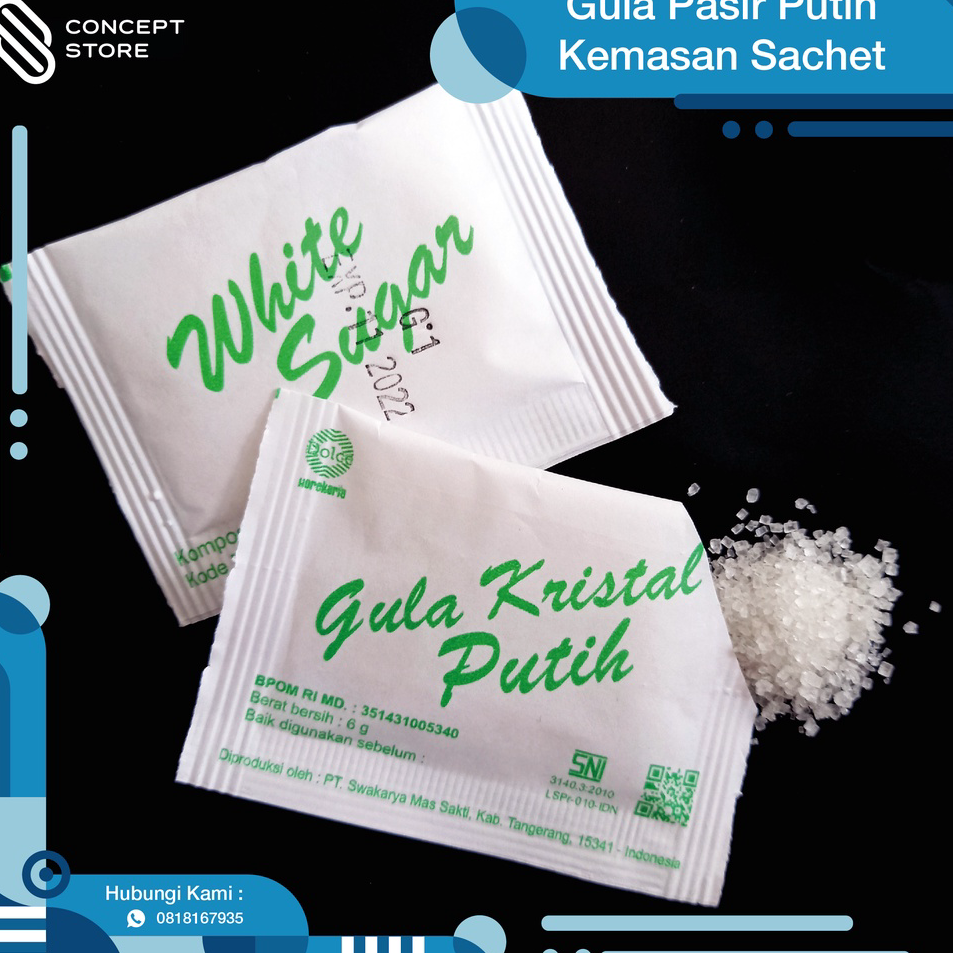 

➬✪✸ Gula Pasir Putih Kemasan Sachet Higienis 125pcs TERMURAH Promo