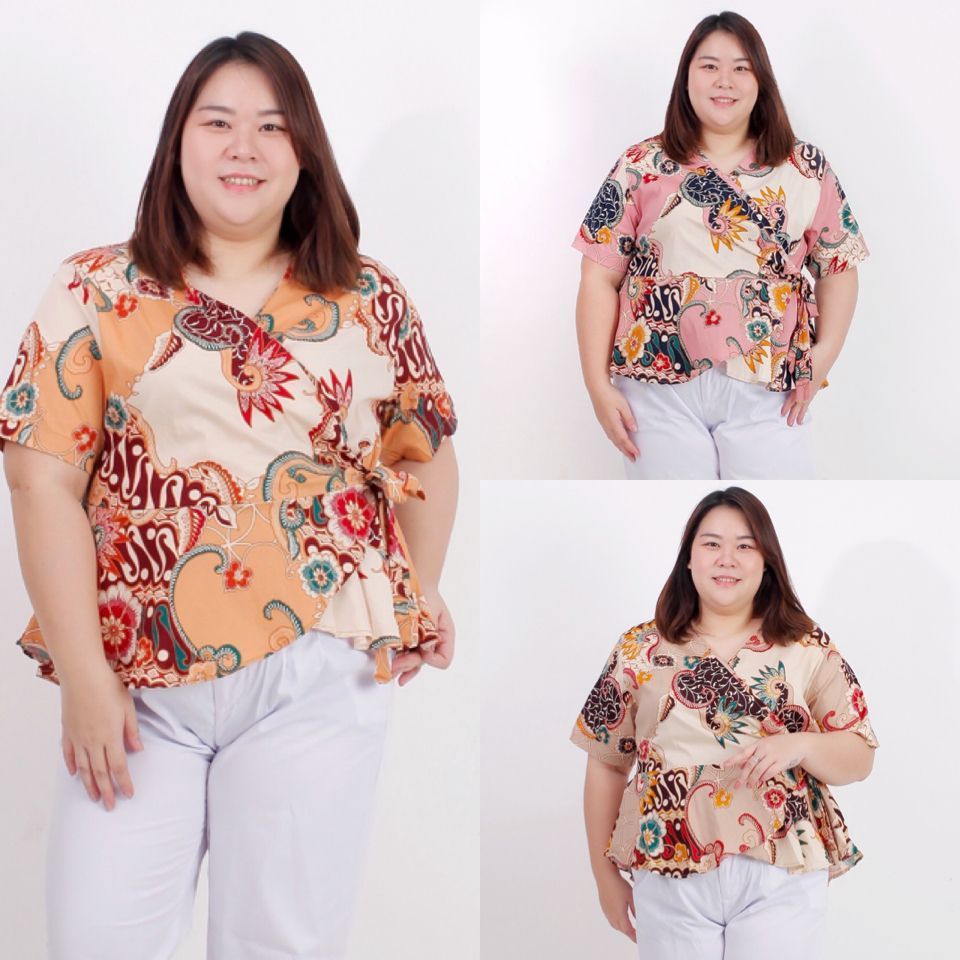 BAJU BLOUSE ATASAN BATIK WANITA JUMBO BIG SIZE 628 XXL XXXL LD 120 CM BAJU KERJA KANTOR PESTA KONDAN