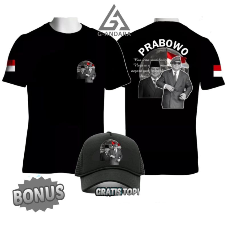 KAOS PRABOWO SABLON DEPAN BELAKANG KEREN