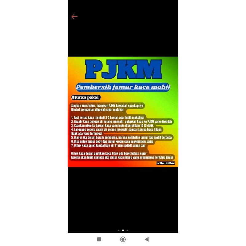 PJKM pembersih jamur kaca mobil