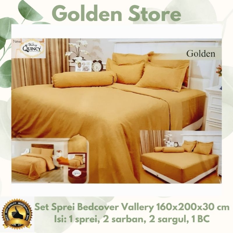 Set Sprei Bedcover Vallery Quincy 160x200x30 Golden
