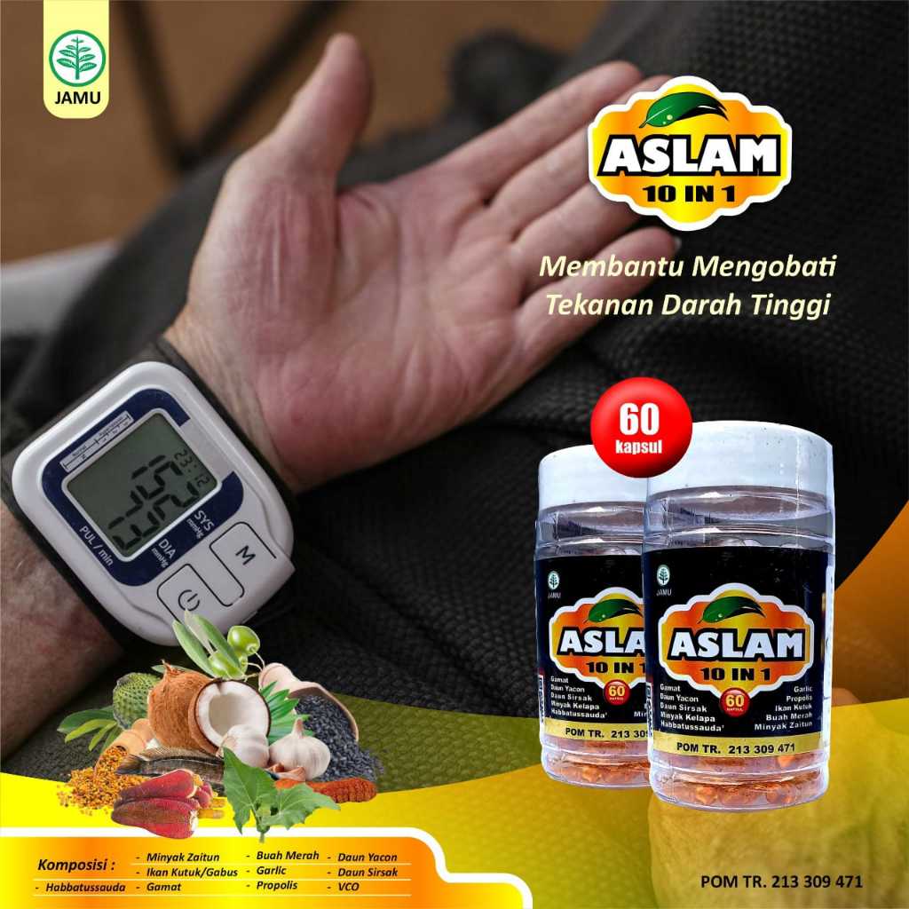 Kapsul Habbatussauda ASLAM 10 in 1 isi 60kaps | Kapsul Herbal Multikhasiat Perpaduan 10 Bahan Herbal