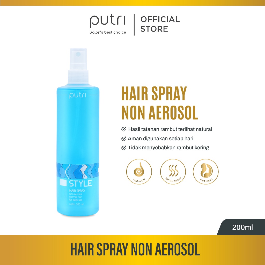 Putri Hair Spray Non-Aerosol 200mL for Daily Use – Styling Rambut Natural & Tahan Lama | Styling Ram