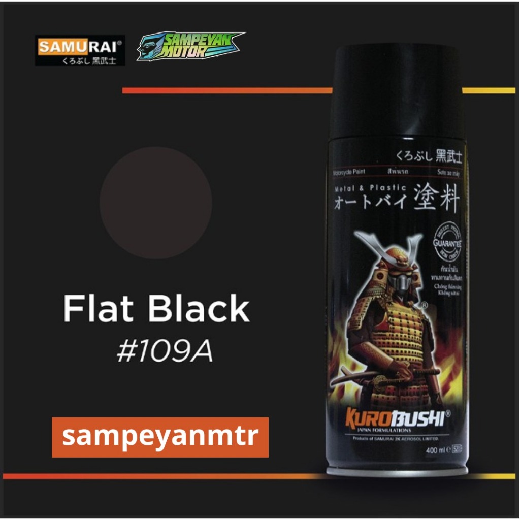 Pilox Pilok Cat Semprot Warna Black Hitam Doff Pekat ( isi 400 ML & Warna Hitam) Samurai Kurobushi 1