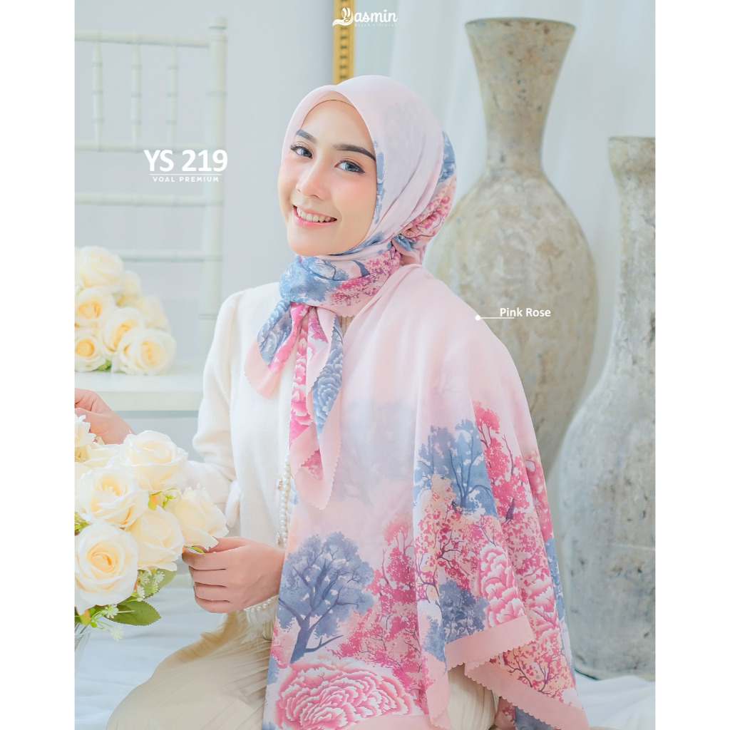 Yasmin Hijab - Segi Empat Yasmin Ys 219 Delarosa Scarf Segi Empat Motif Printing Exclusive Jilbab Se