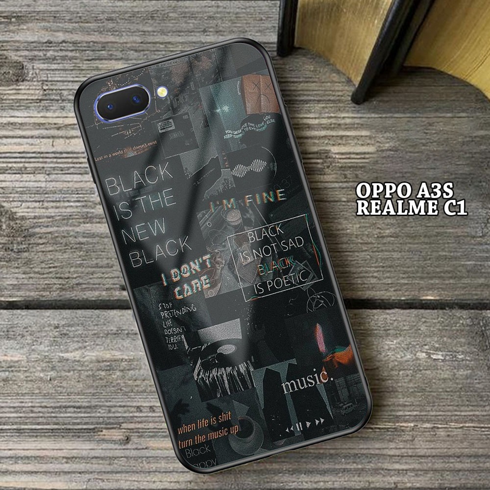 Case Oppo A3s / Realme C1 - Casing Oppo A3s / Realme C1 - ( Aesthetic Black ) - Case Hp - Casing Hp 