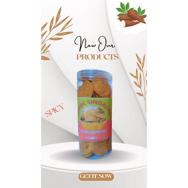 

Gitrek singkong pedas versi toples besar bening