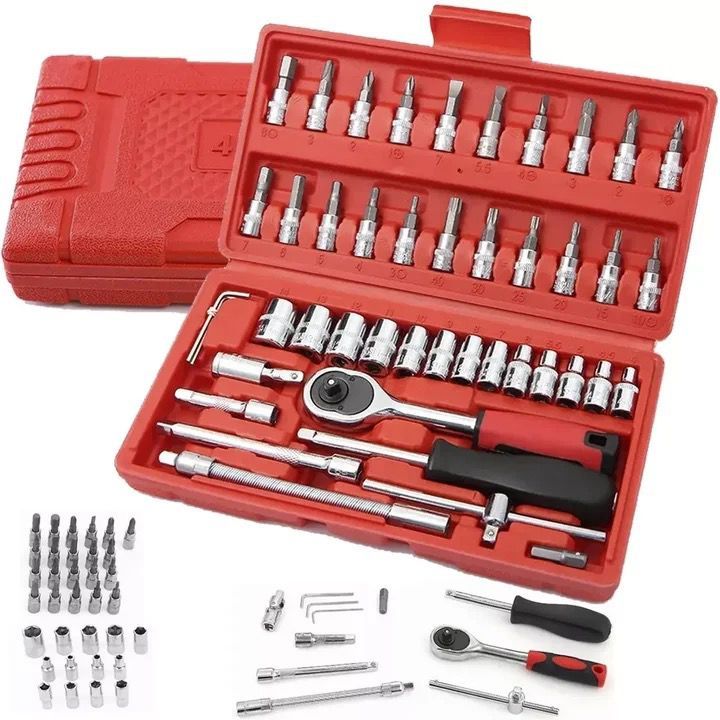 Kunci Shock Set Tool Box Kunci Pas Perkakas Tool Box Isi 46 Pcs