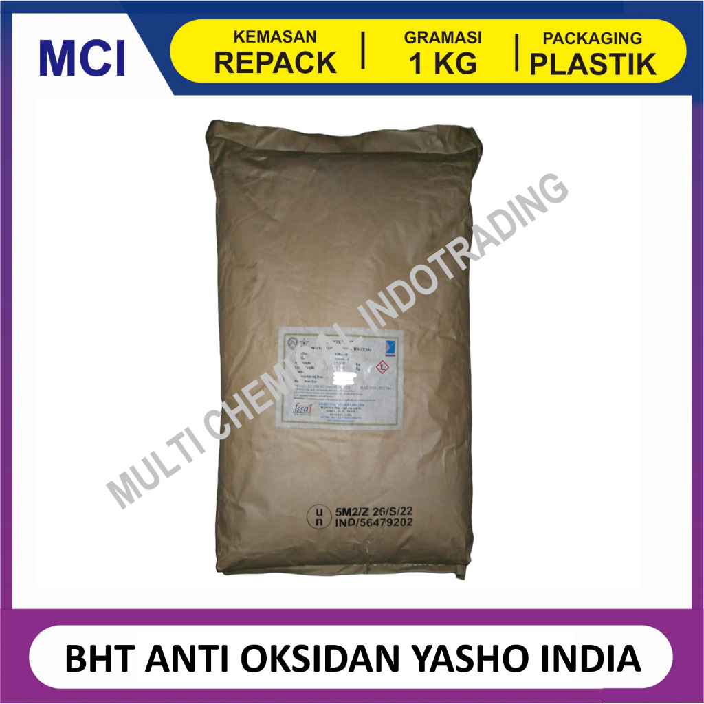 

BHT ANTIOXIDANT BUTYLATED HYDROXYTOLUENE ANTIOKSIDAN YASHO INDIA - REPACK 1 KG
