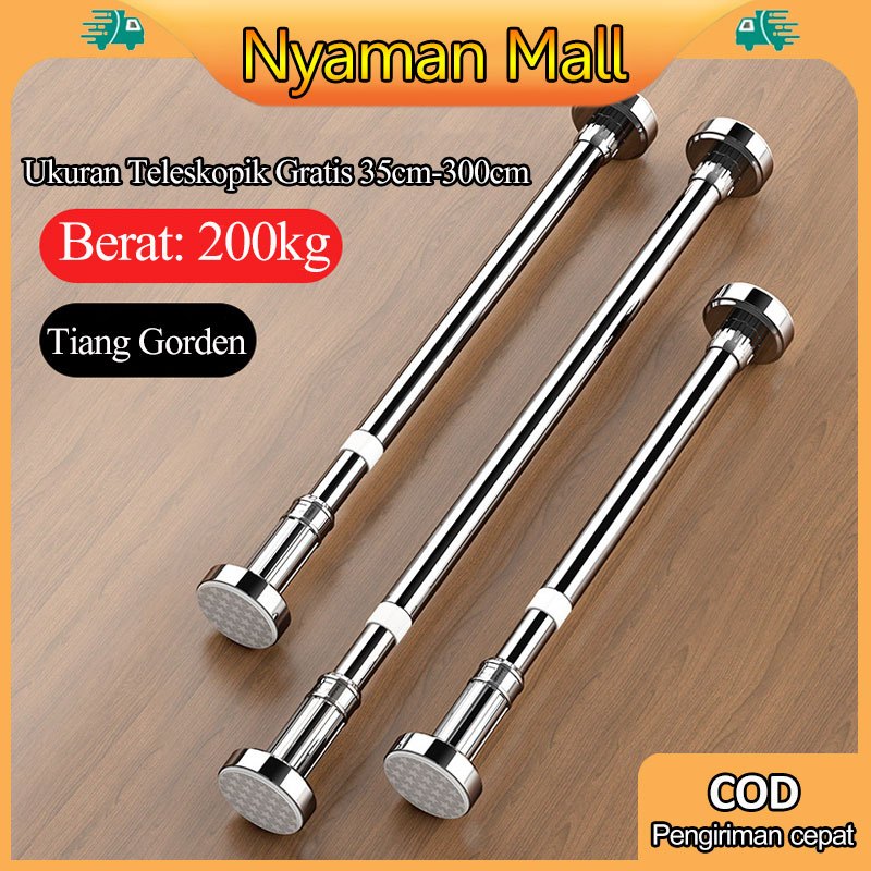 Tiang Gorden Fleksibel Jemuran Baju Tiang Besi Gorden Rel Hordeng Tiang Fleksibel Gorden Tanpa Pak