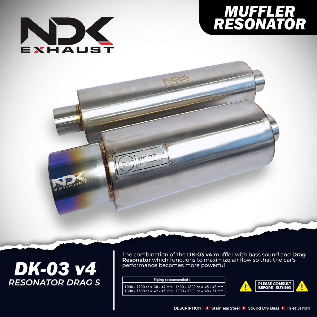 NDK MUFFLER RESONATOR DK-03V4 & RESONATOR BY NDK EXHAUST KNALPOT MOBIL RACING
