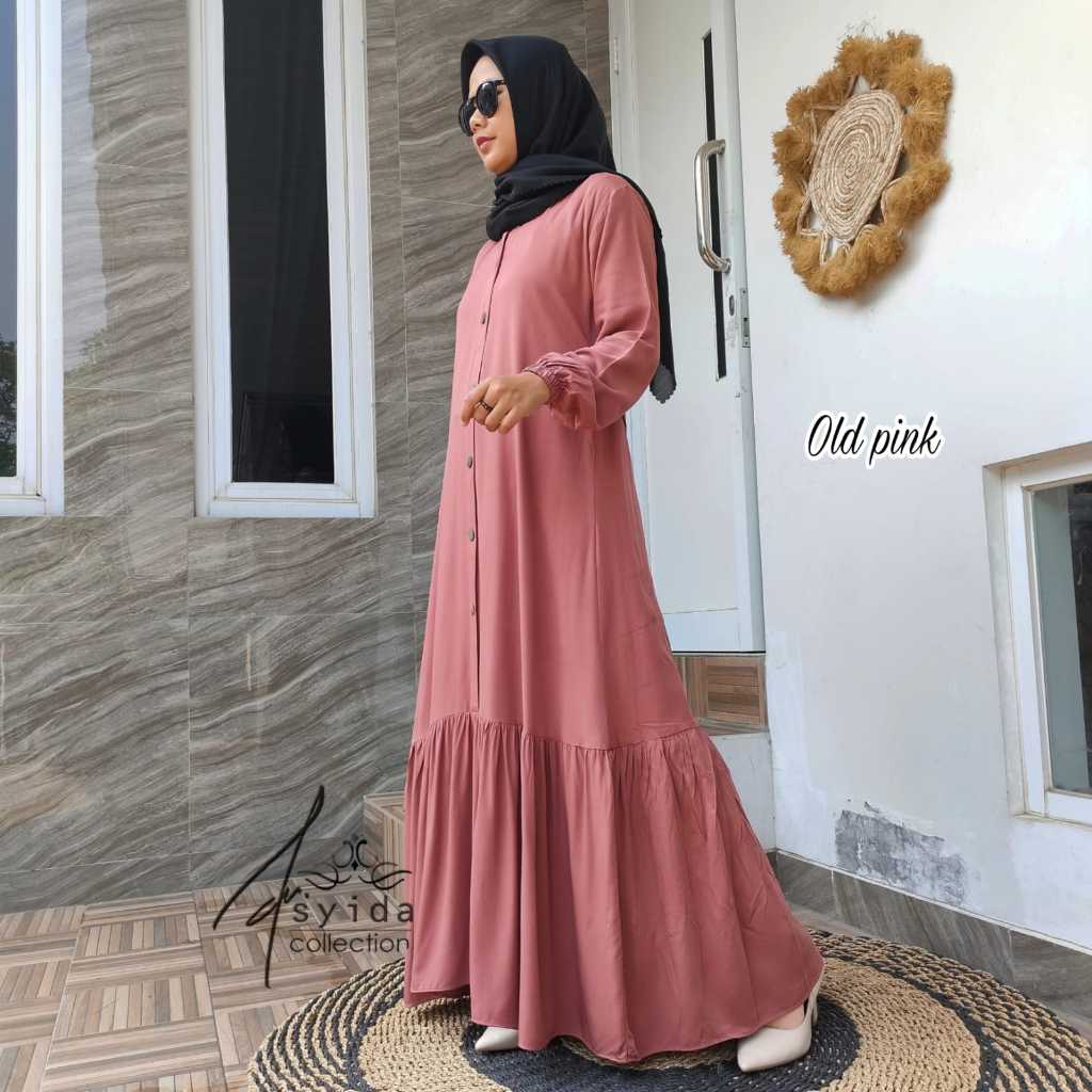 BEST SALE Gamis Rayon Twill Polos Kancing (SG) Gamis Kancing Susun