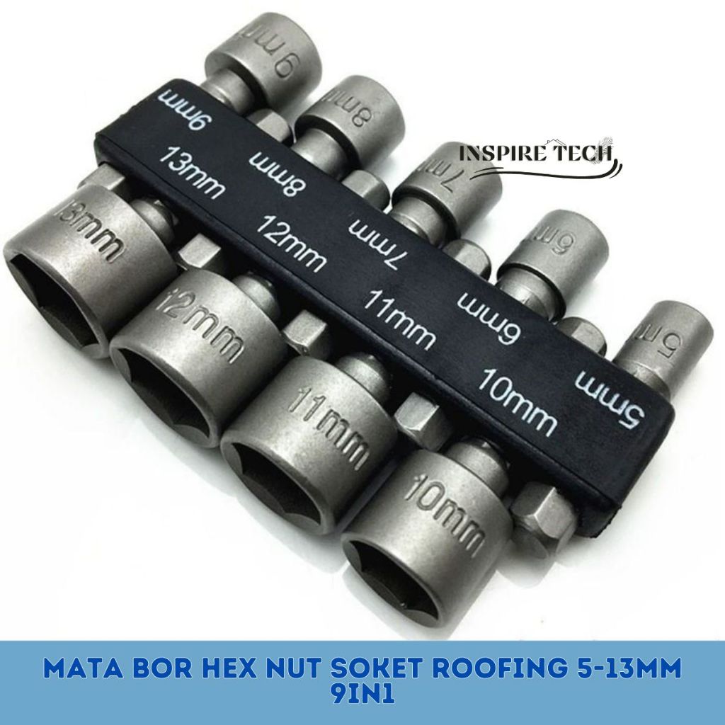 Kunci Sok Mata Bor Hex Nut Driver Set Kunci Sok Socket 9pcs