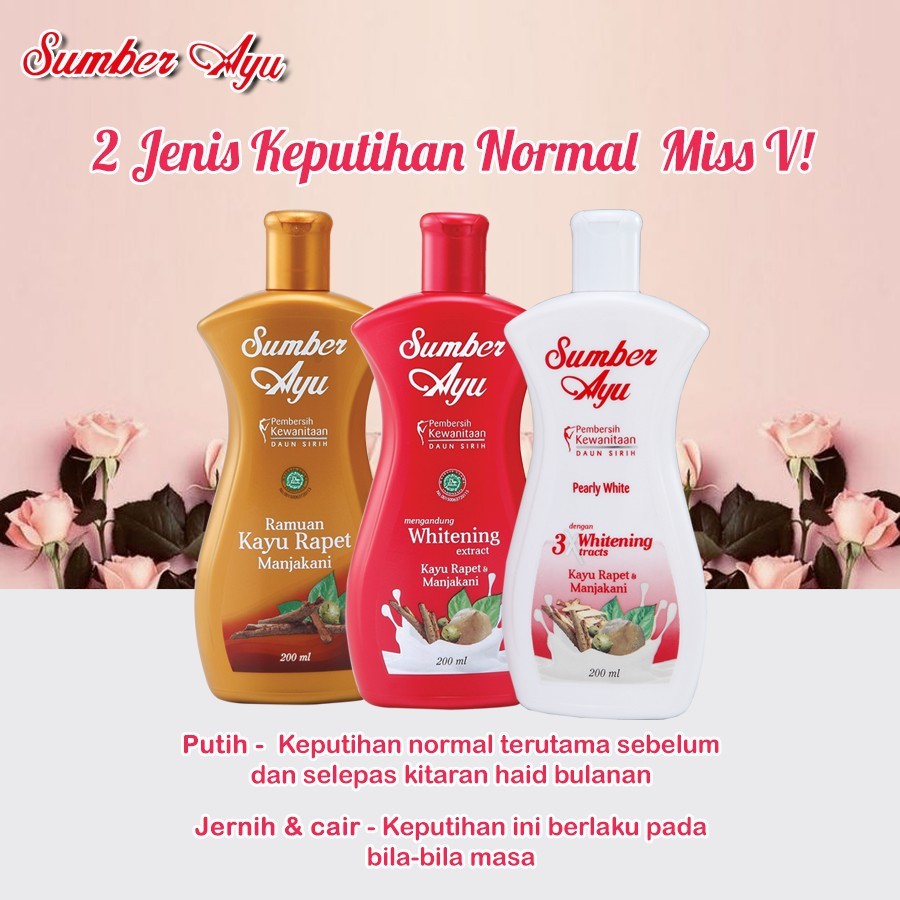 Sumber Ayu Pembersih Kewanitaan Daun Sirih Manjakani Keset / Pearly White / Clear White 50ml / 90ml